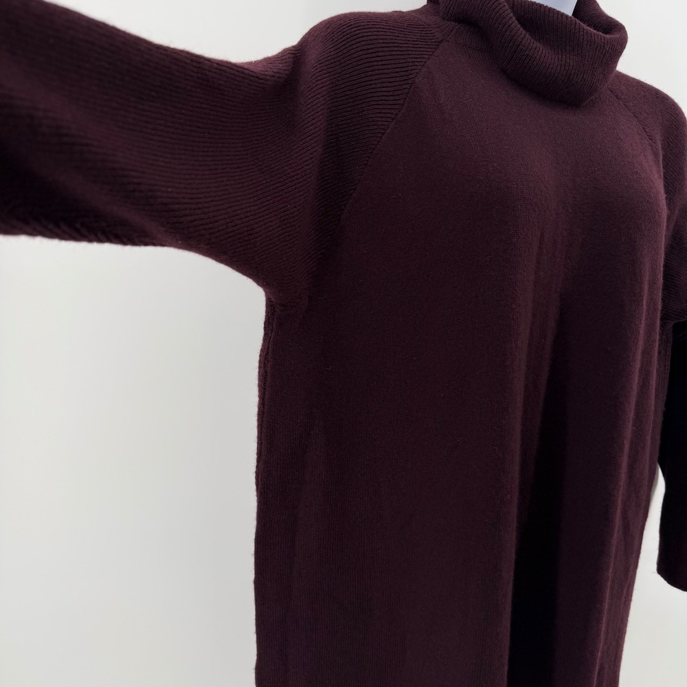 Woolrich Wool Turtleneck Tunic Sweater Women XXL Burgundy Long Sleeve Raglan - Picture 3 of 12
